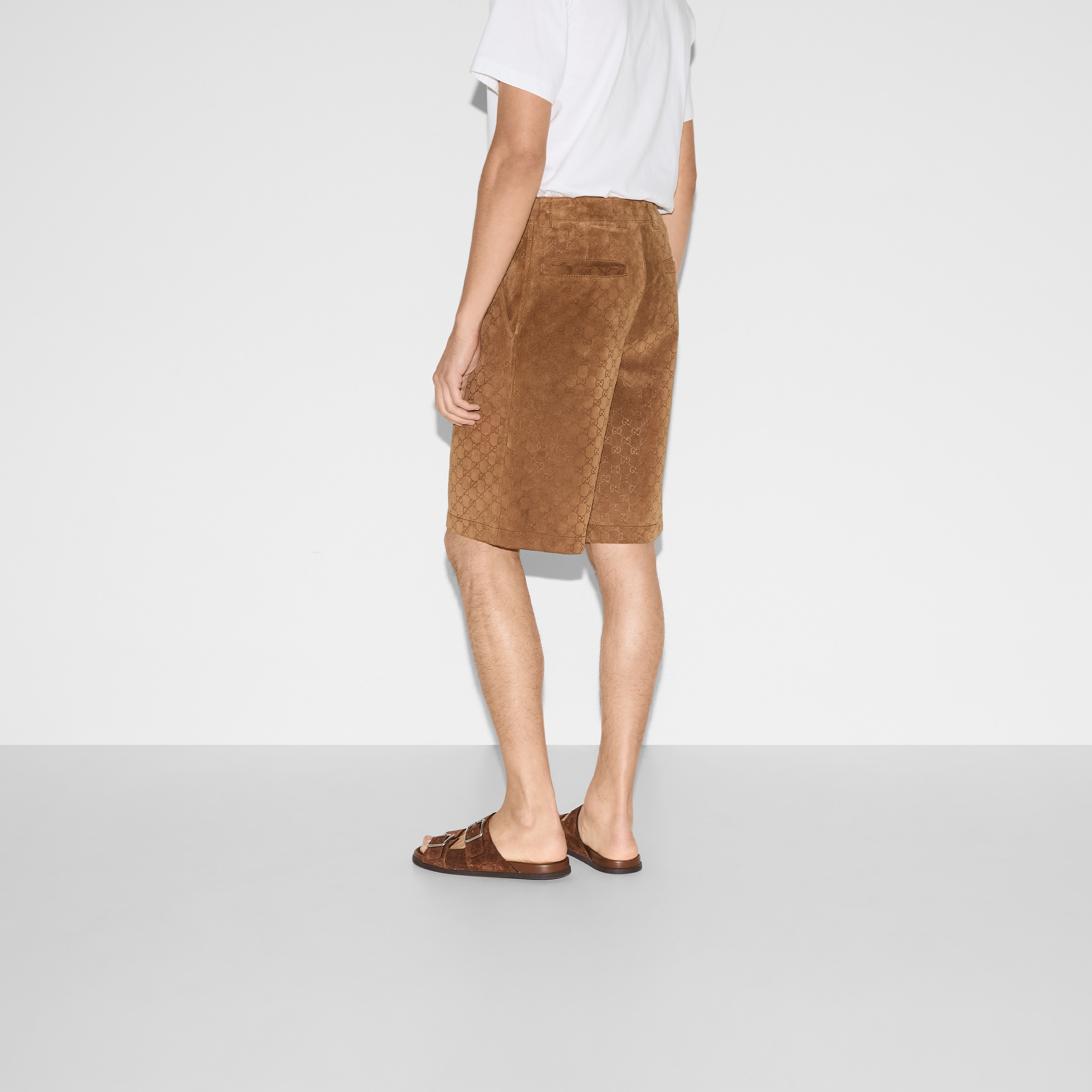 Embossed GG suede shorts - 4