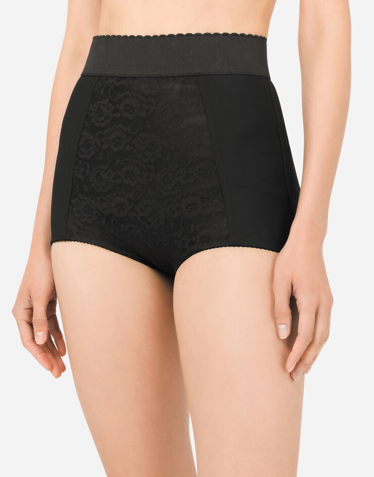 High-waisted shaper panties in jacquard and satin - 4