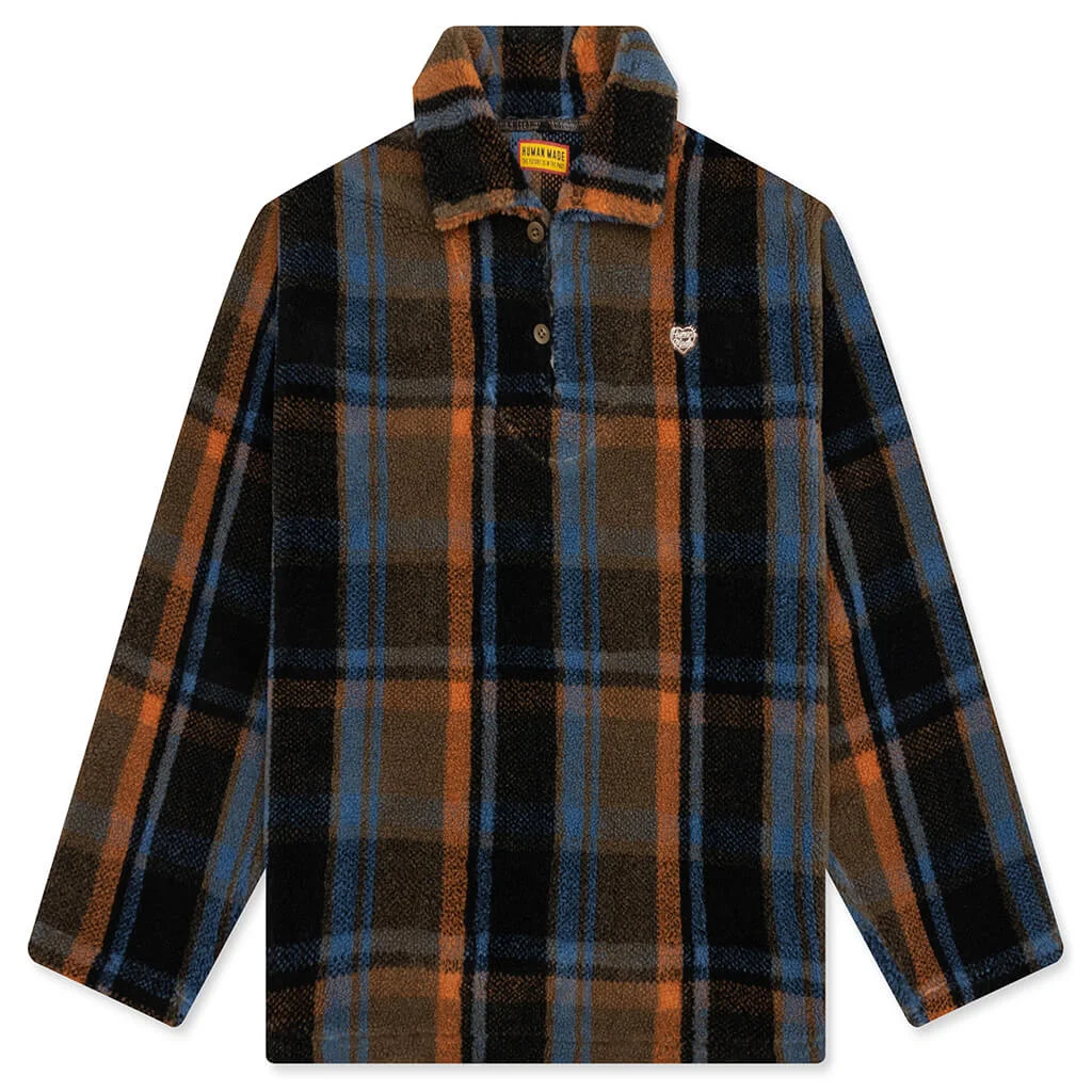 FLEECE PULLOVER - BROWN - 1