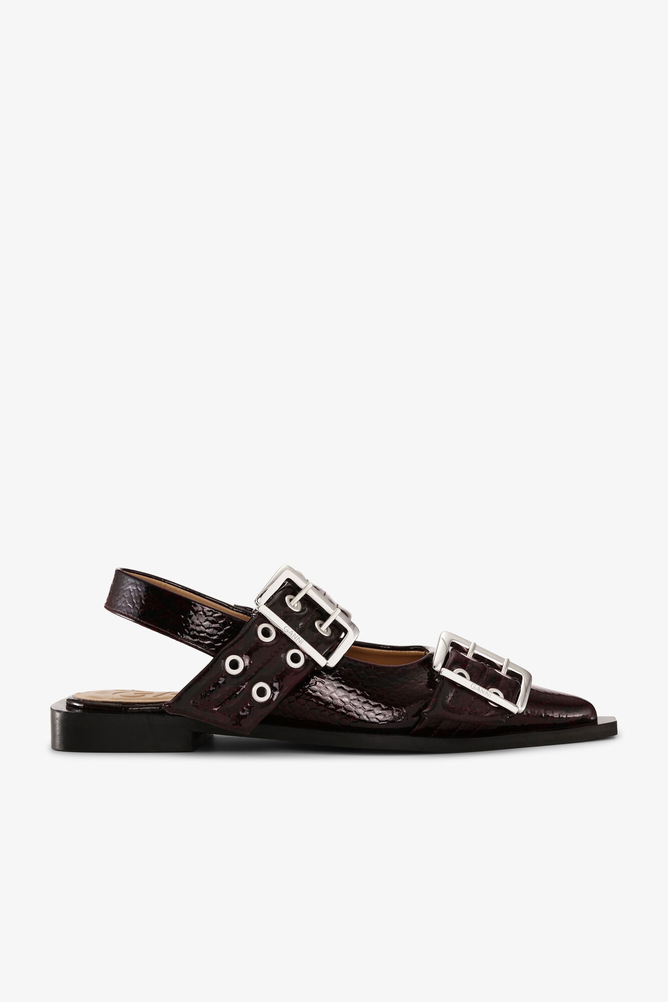 SNAKE BURGUNDY FEMININE BUCKLE BALLERINAS - 1