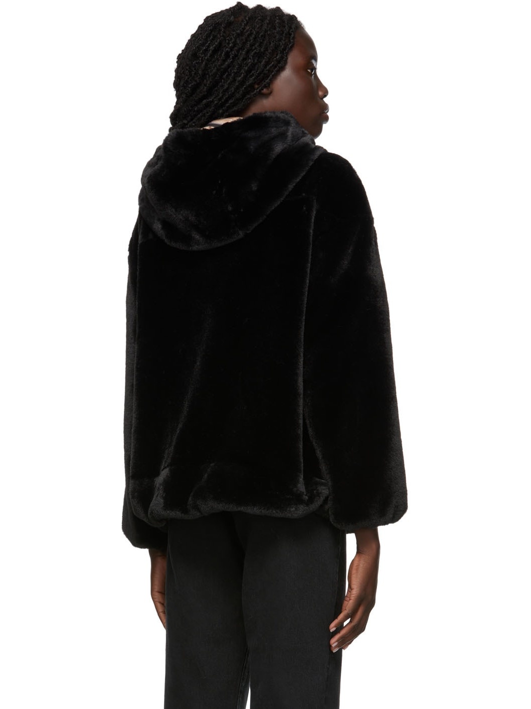 Black Faux-Fur Hooded Jacket - 3