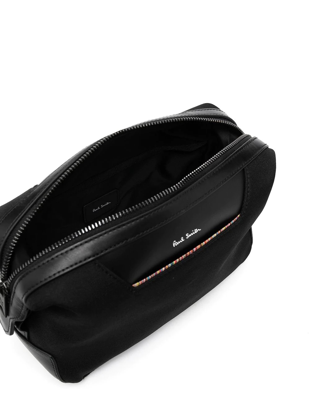 zip-up logo print wash bag - 4