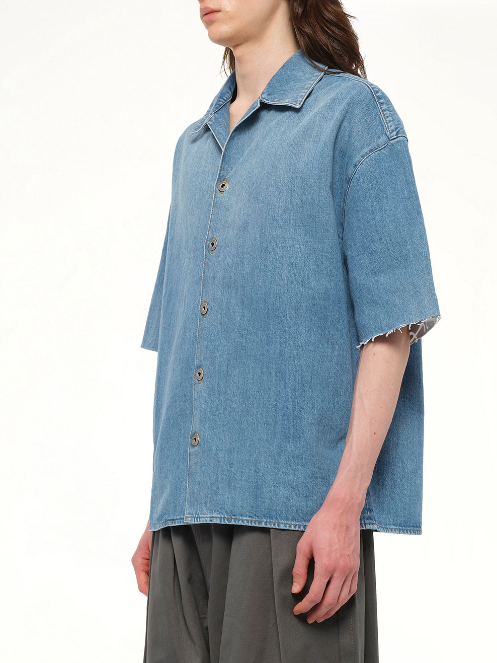 Anagram Short Sleeve Shirt in Washed Denim - 3