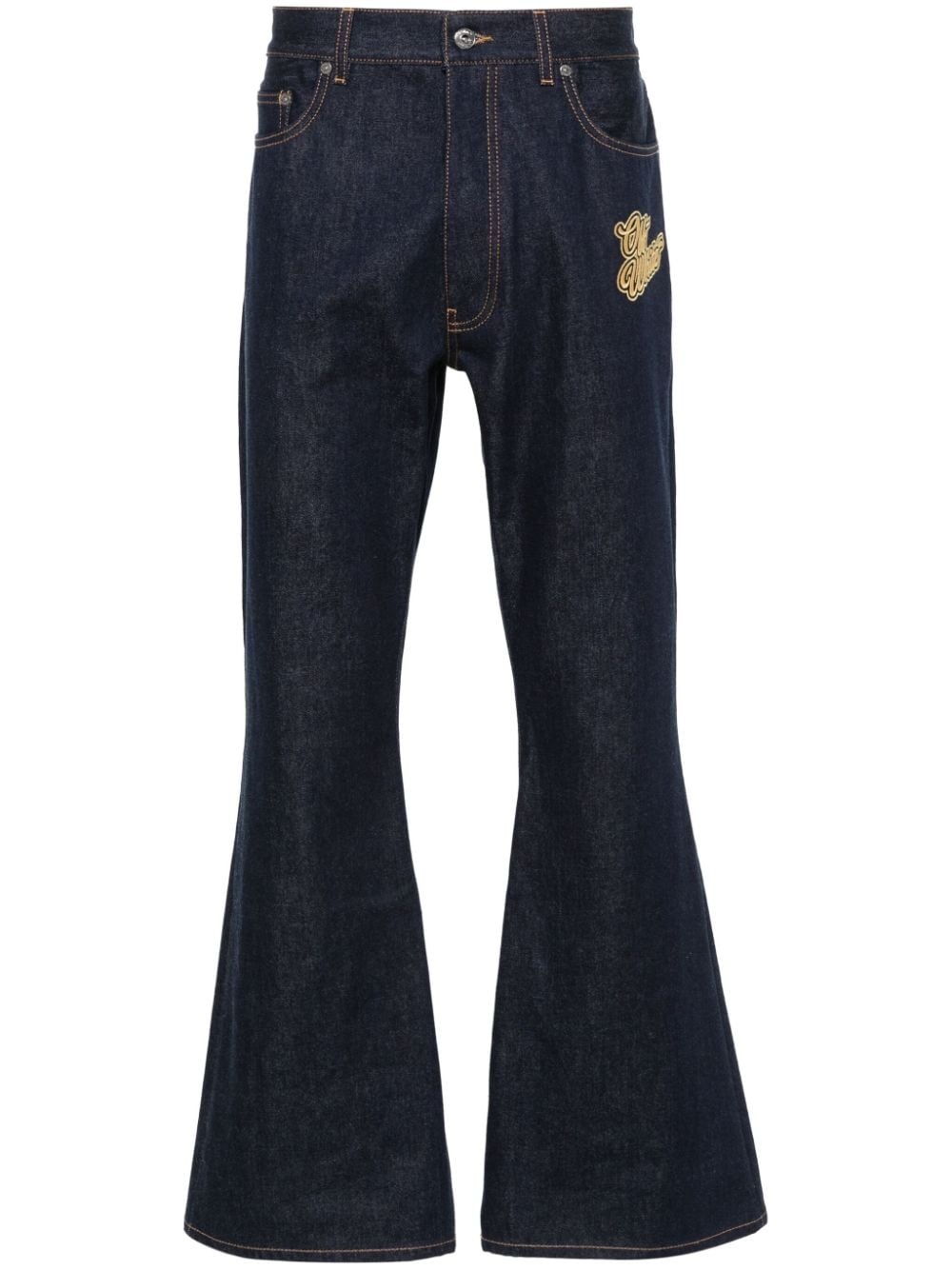 logo-embroidered flared jeans - 1