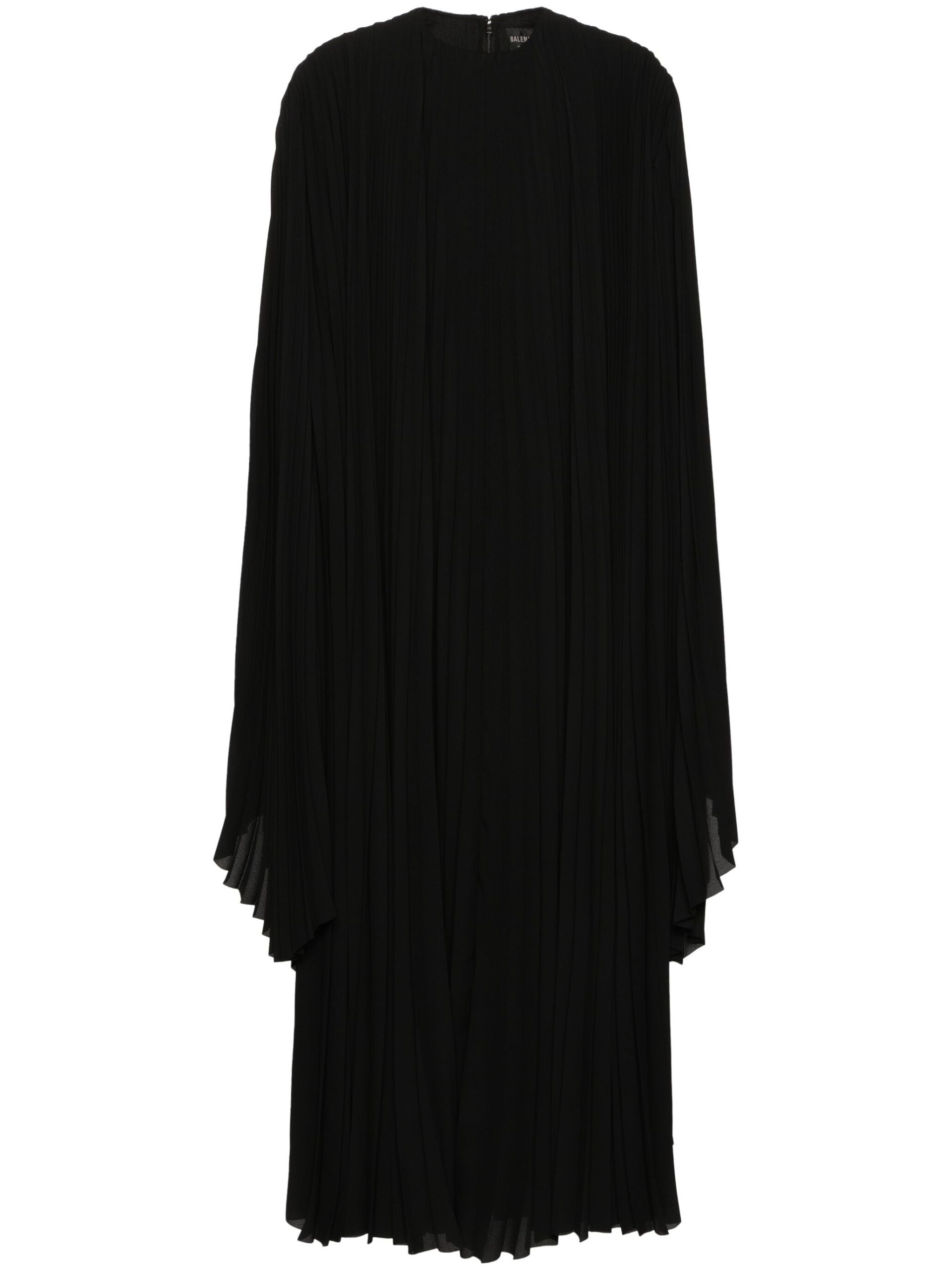 Black Pleated Long-Sleeve Maxi Dress - 2