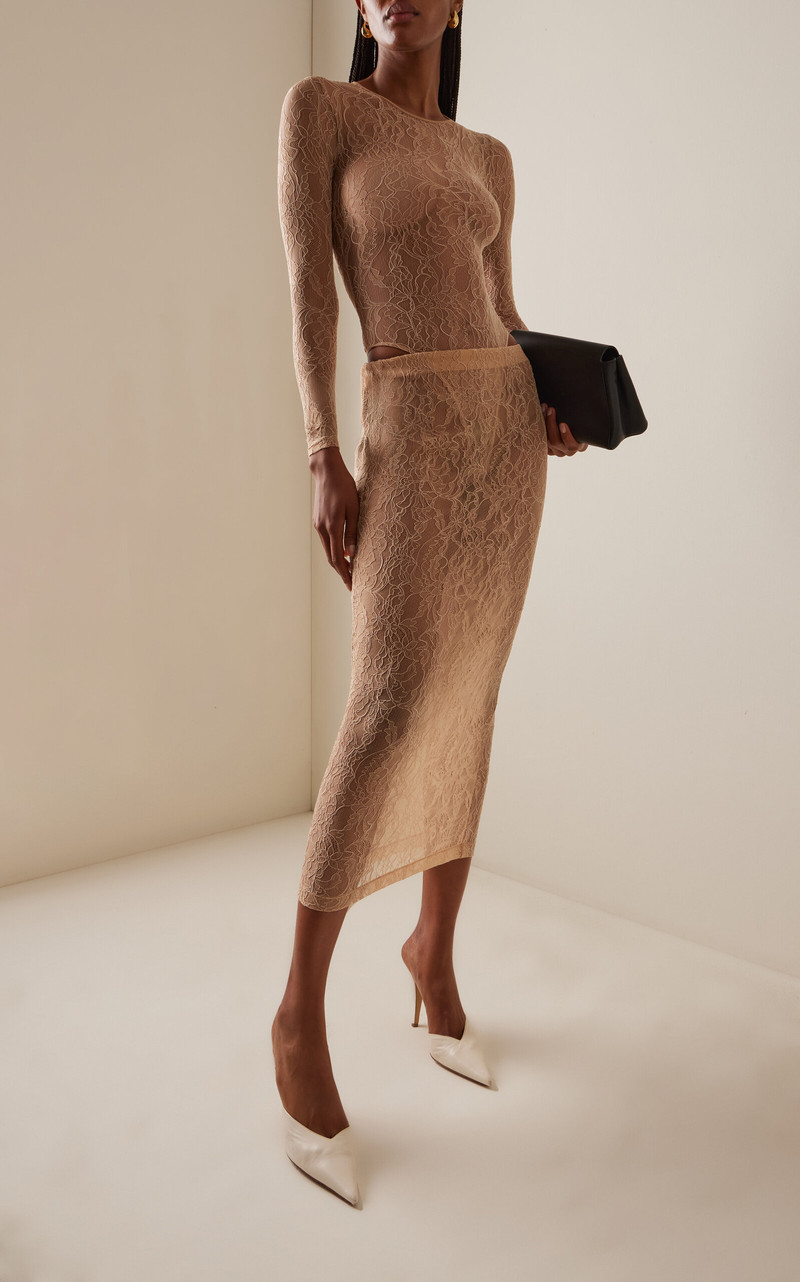 WARDROBE.NYC Lace Tube Skirt khaki outlook