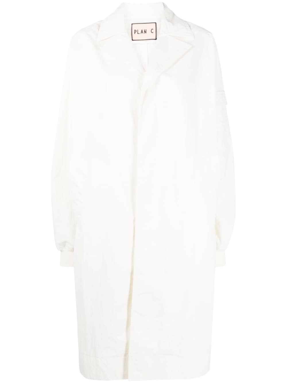 Plan C detachable-collar taffeta midi coat - Purple