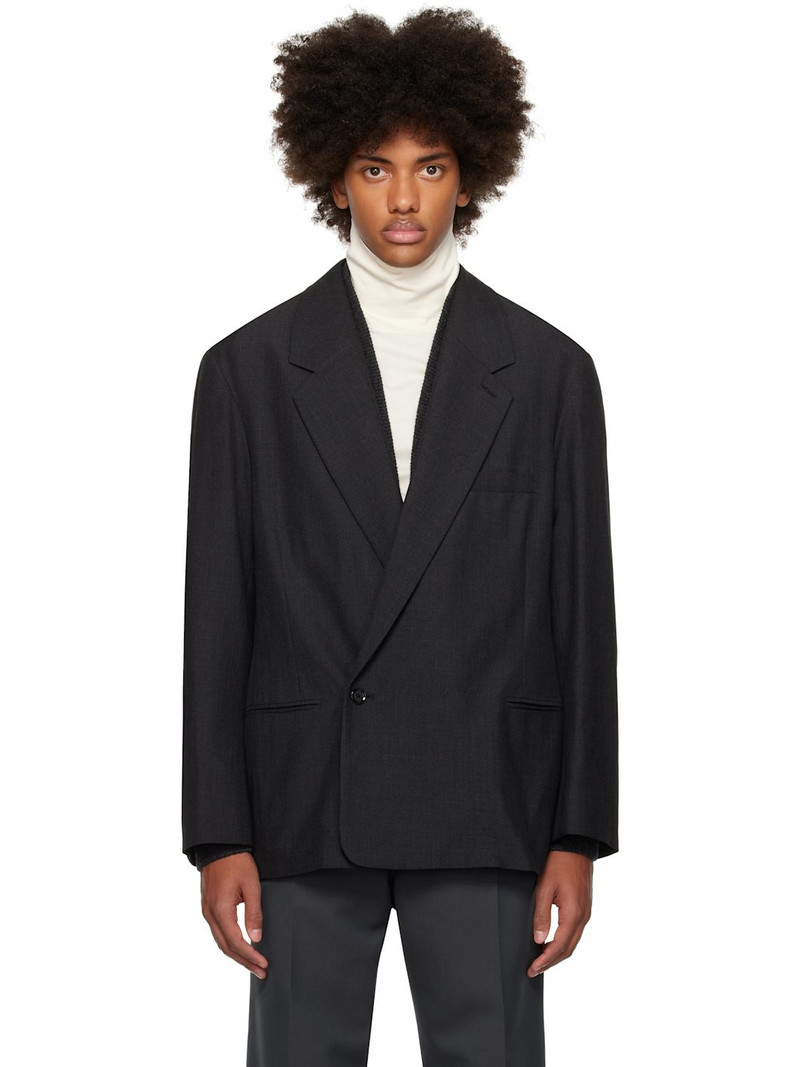 Black Maxi Double Breasted Blazer - 1