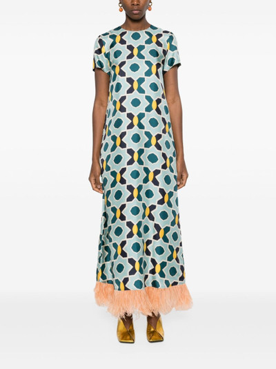 La DoubleJ geometric-print silk swing dress outlook