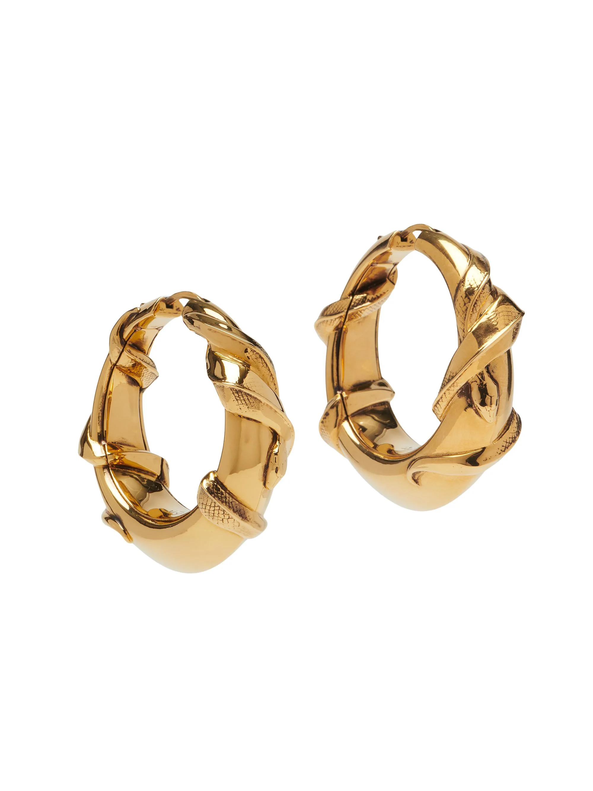 Women's Goldtone Snake Hoop Earrings - Gold - 1