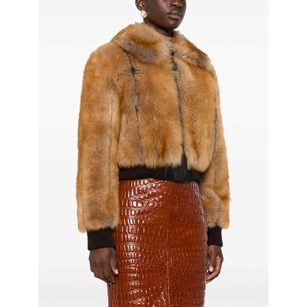 Saint Laurent Brown Jackets - Faux Fur & Shearling Jackets Women - 5