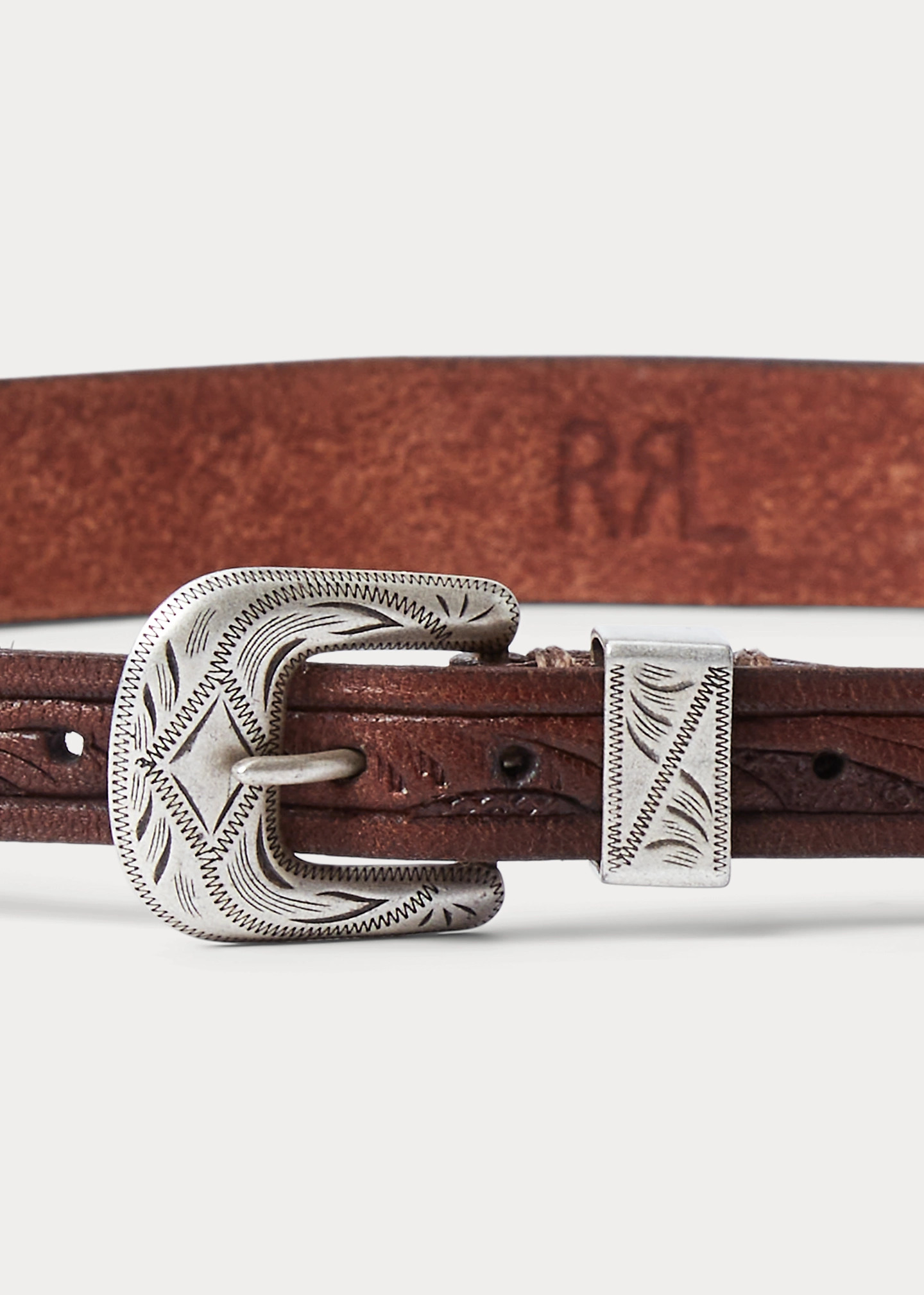 RRL by Ralph Lauren Hand-Tooled Leather Hat Band | REVERSIBLE