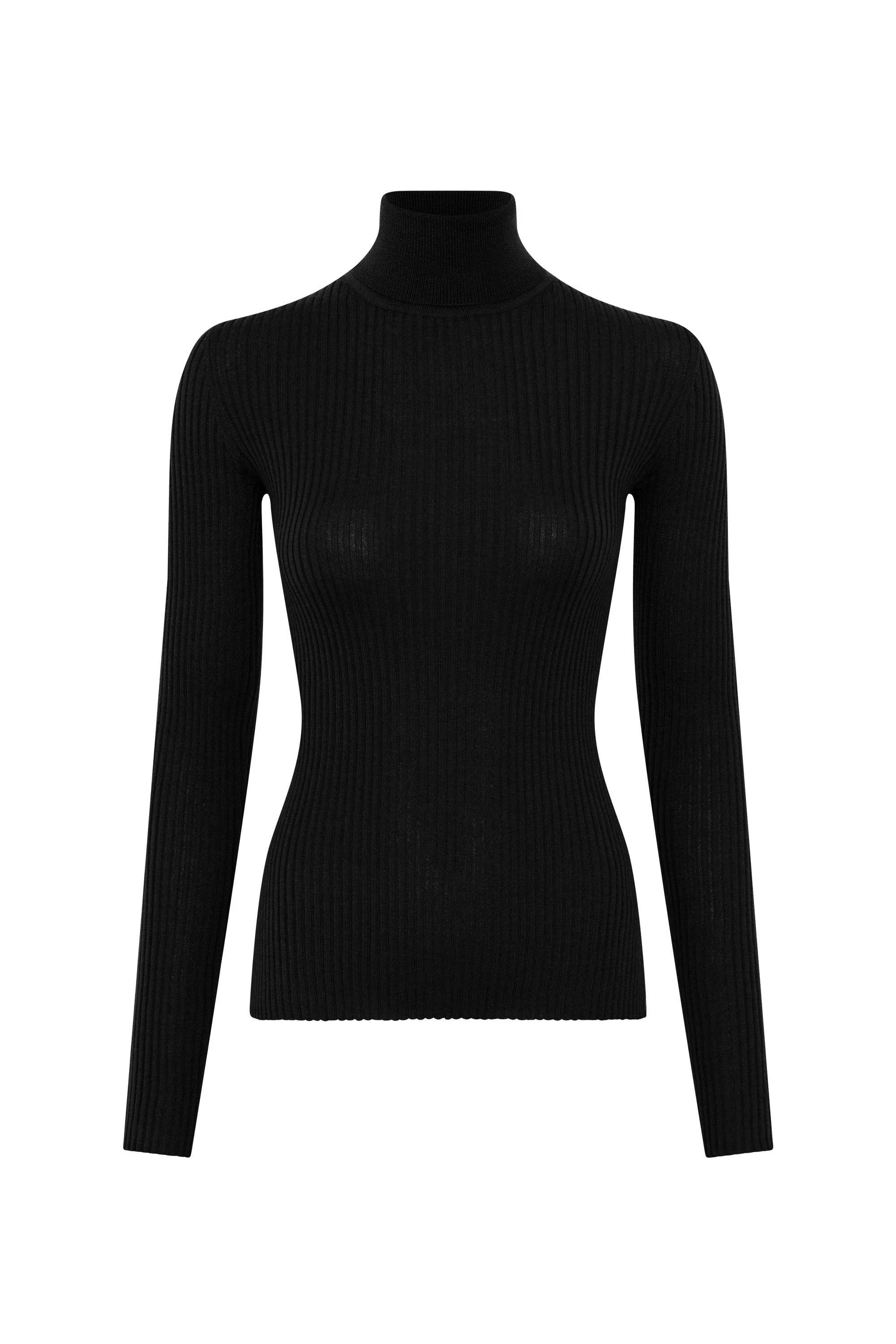 Peppe Knit Turtleneck Sweater in Black Cashmere - 1