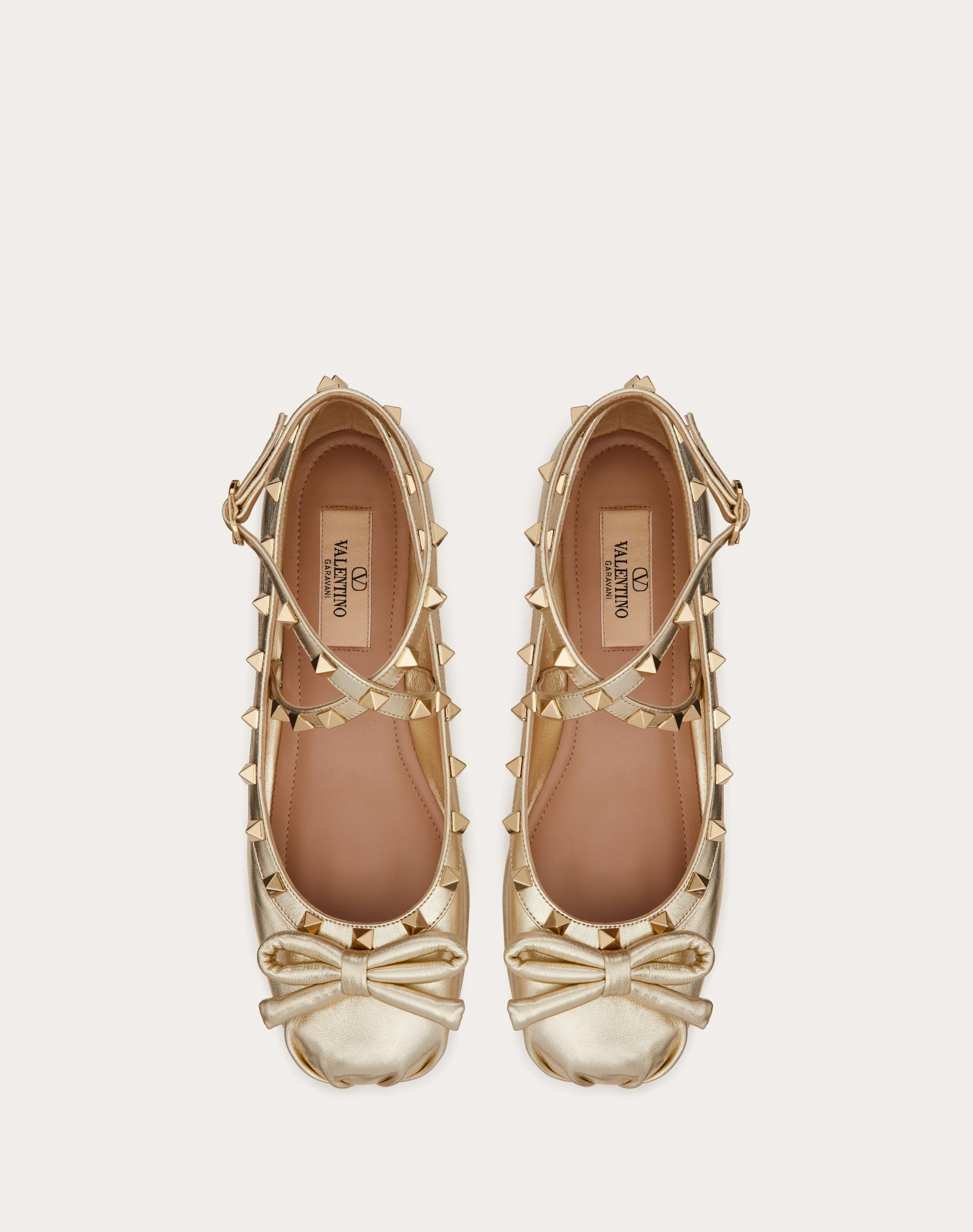 ROCKSTUD LAMINATED NAPPA LEATHER BALLERINA - 4