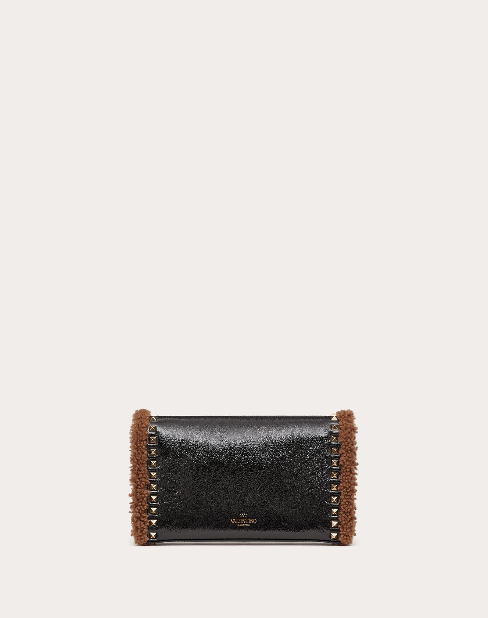 Small Rockstud Naplak Calfskin and Shearling Crossbody Bag - 3