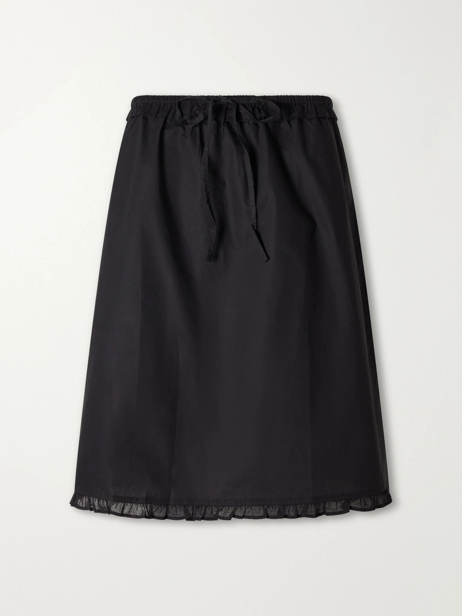 One Frill organic cotton-poplin knee-length skirt Black - 1