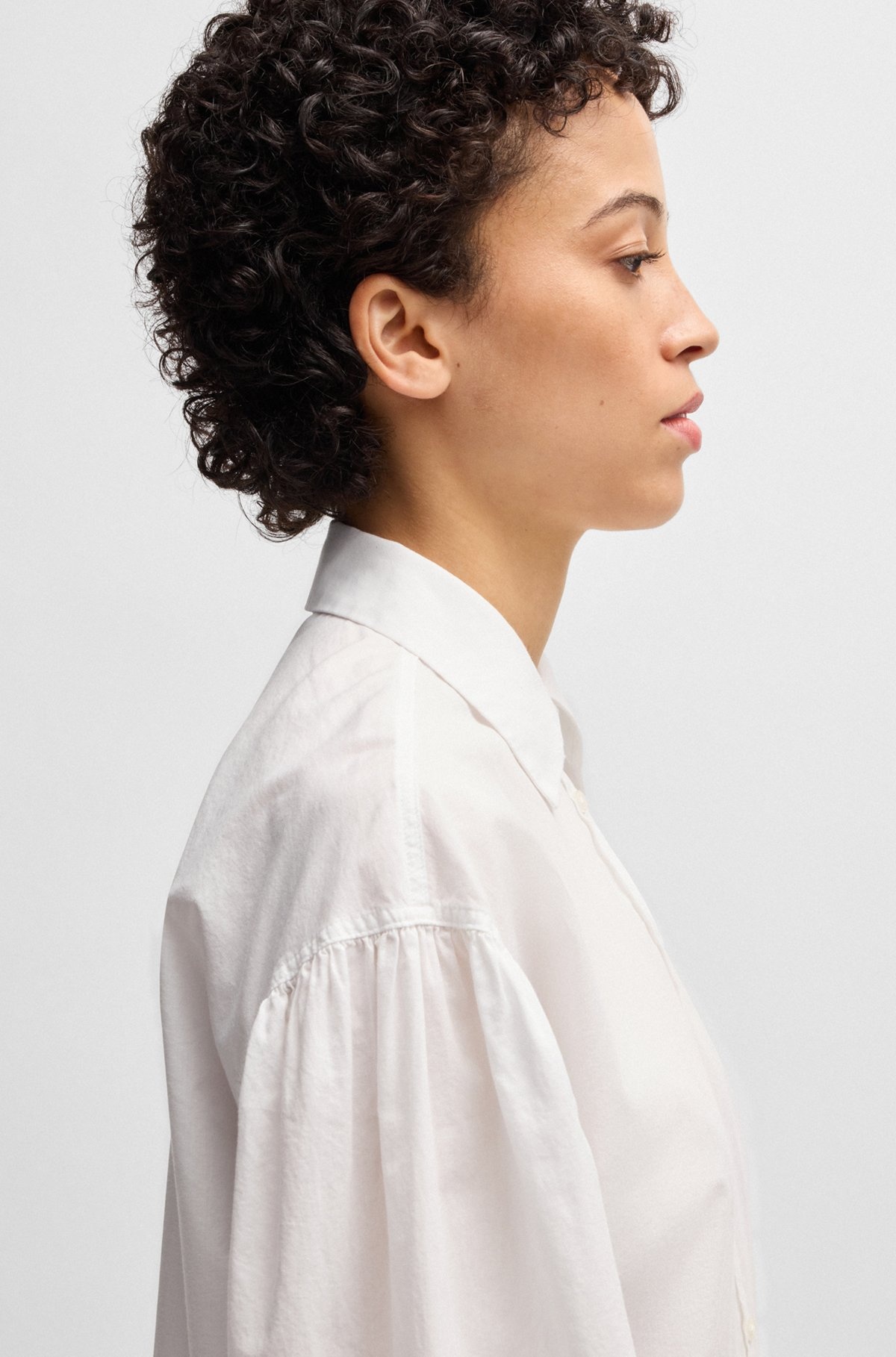 REGULAR-FIT BLOUSE IN COTTON POPLIN WITH POINT COLLAR - 4