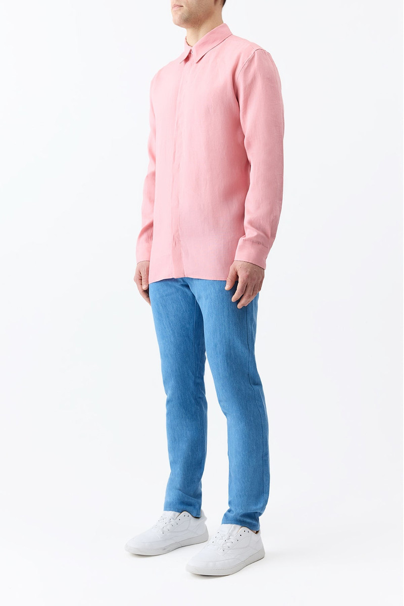 Nicolas Shirt in Rosa Aloe Linen 4