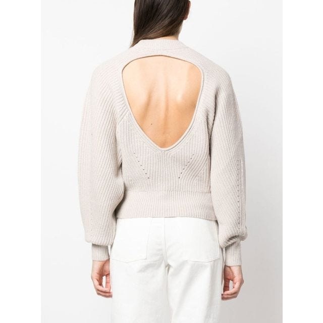 Beige palm sweater with cut-out - 4