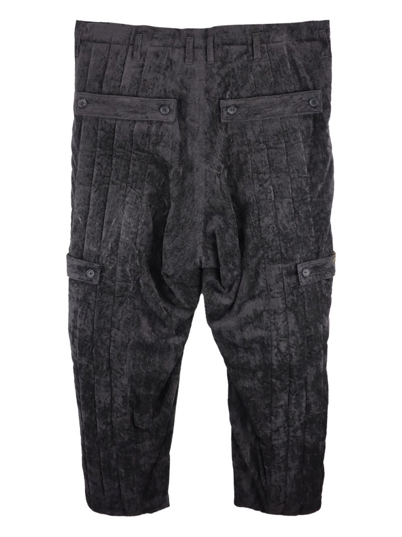 Yohji Yamamoto pleated cargo-pocket drop-crotch trousers outlook