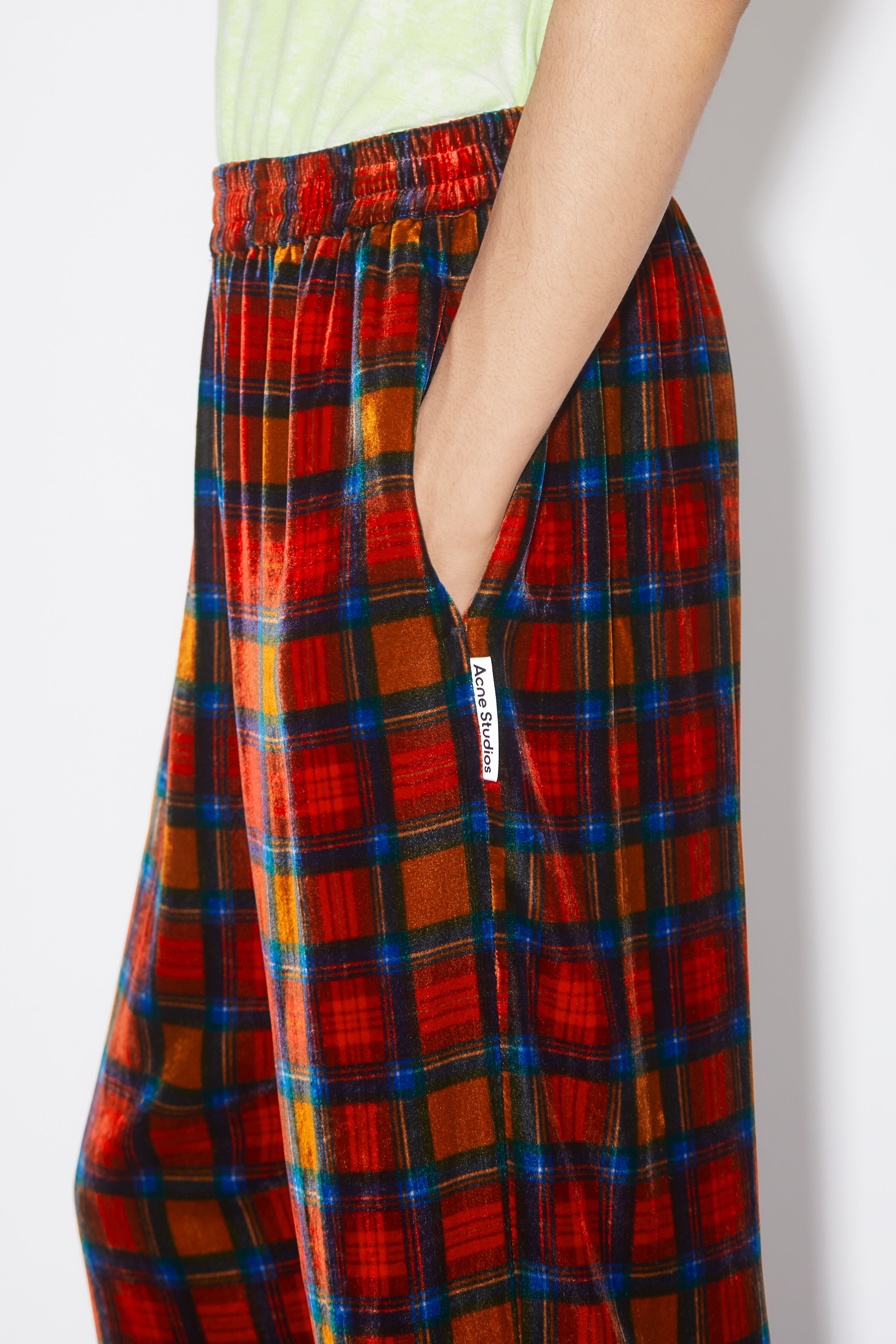Tartan velvet trousers - Red - 5