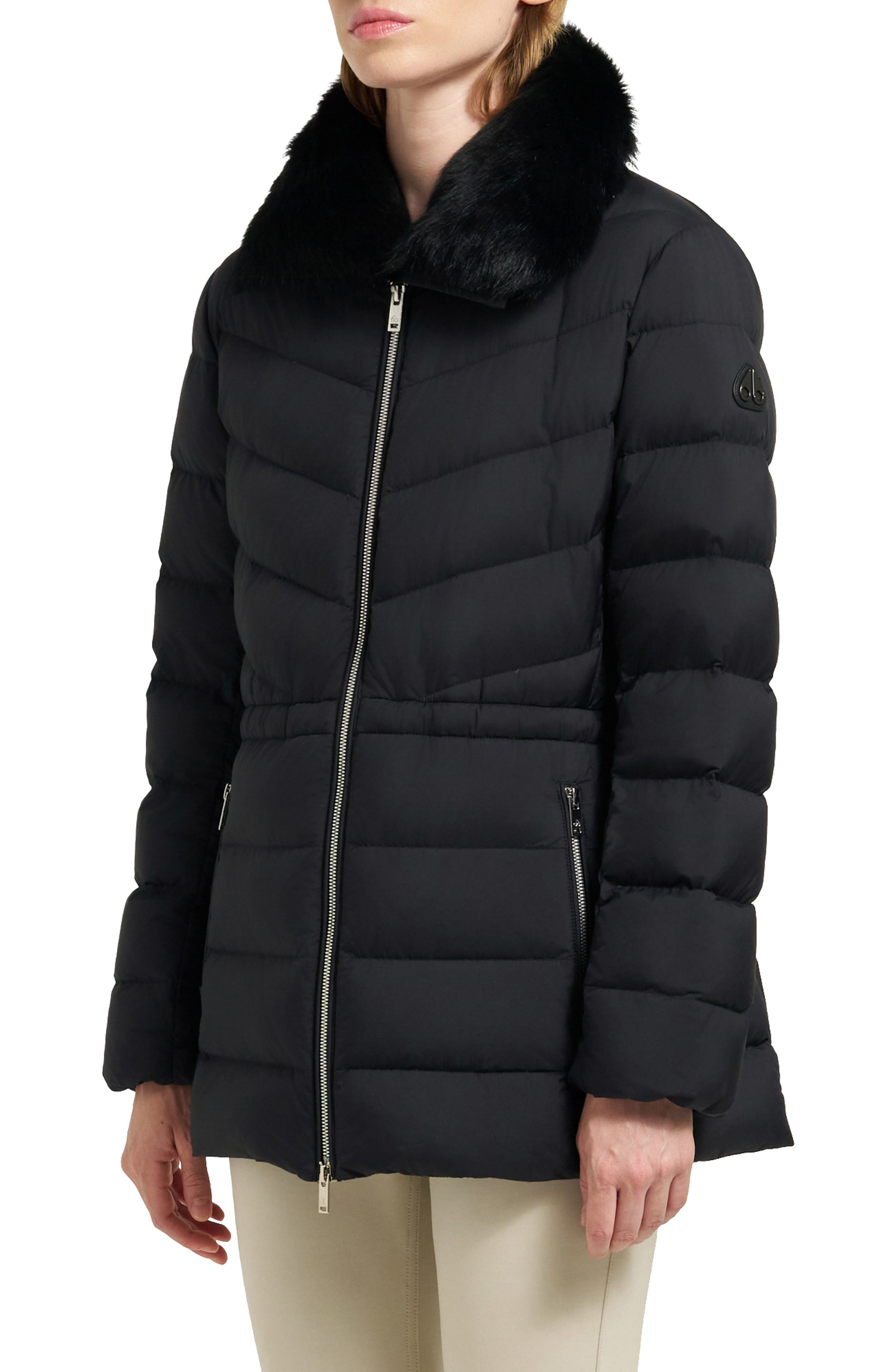Moose Knuckles Belle Cote Genuine Shearling Collar Water Repellent 800 Fill Power Down Puffer Jacket - 3