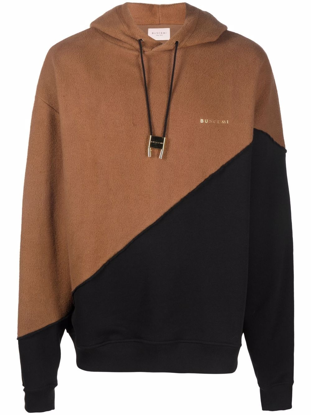 colour-block panelled drawstring hoodie - 1