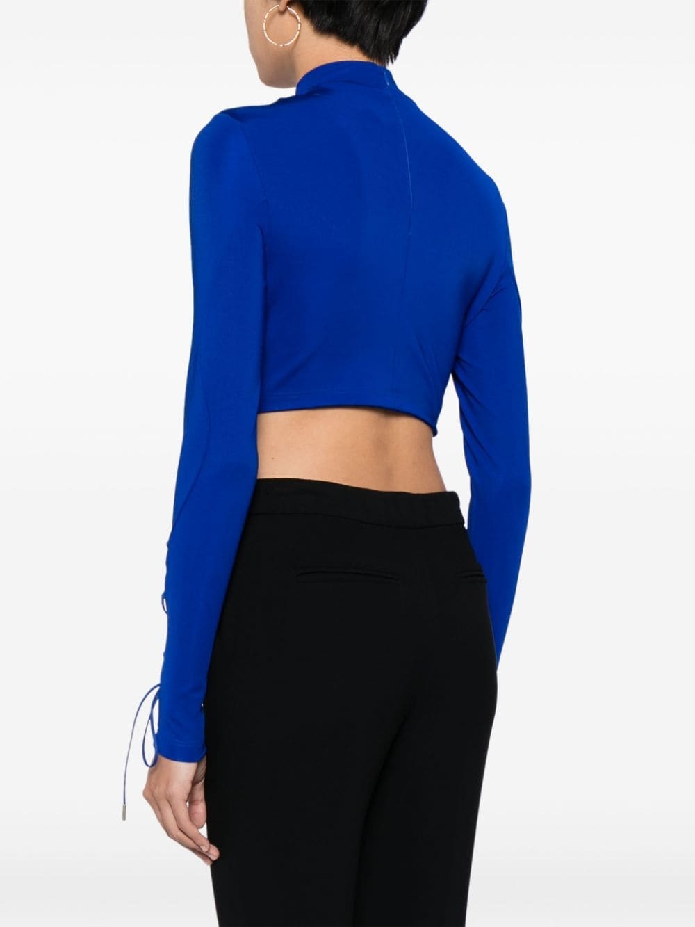 lace-up crop top - 4