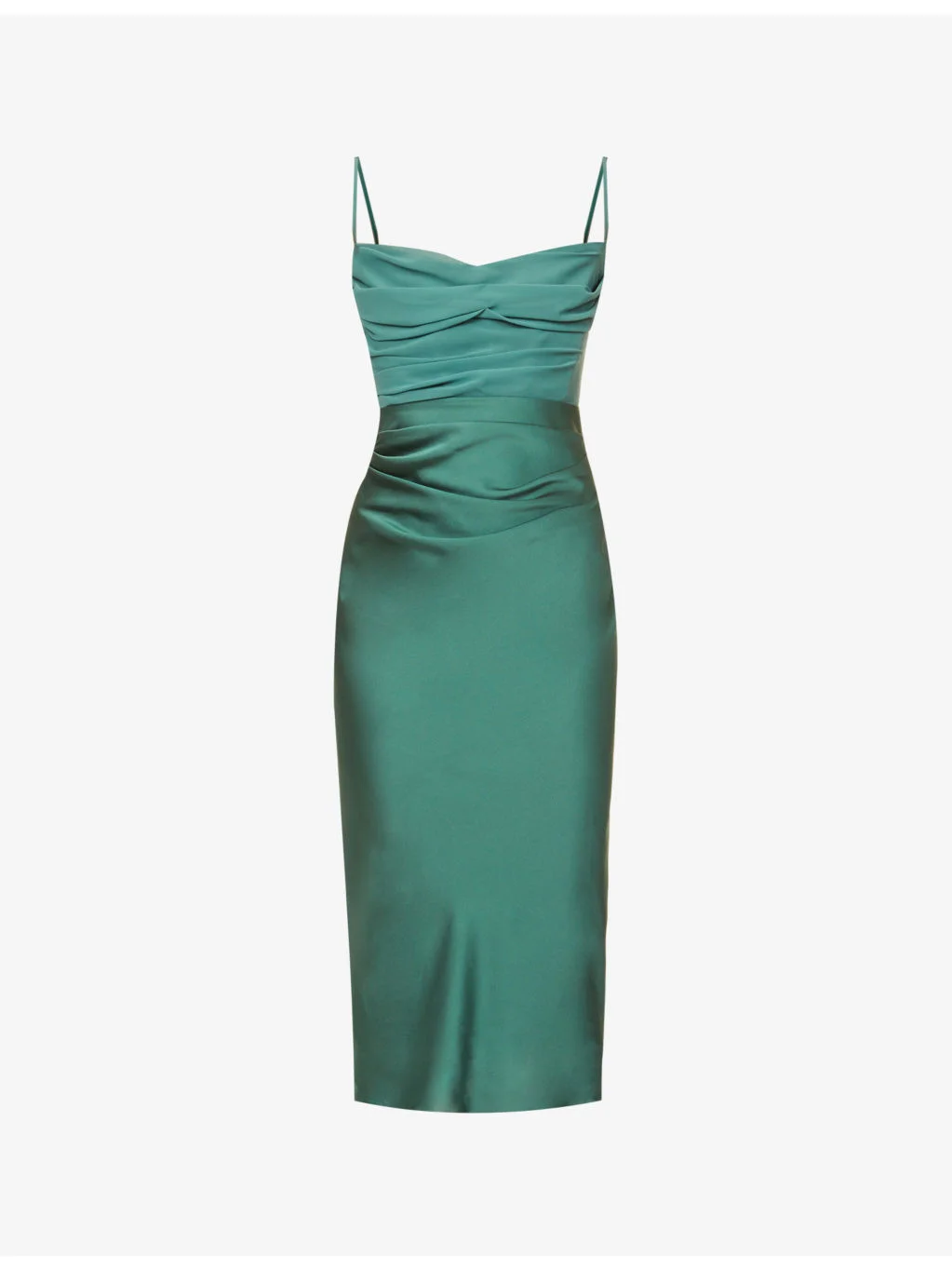 Teia sweetheart-neck satin-crepe midi dress - 1