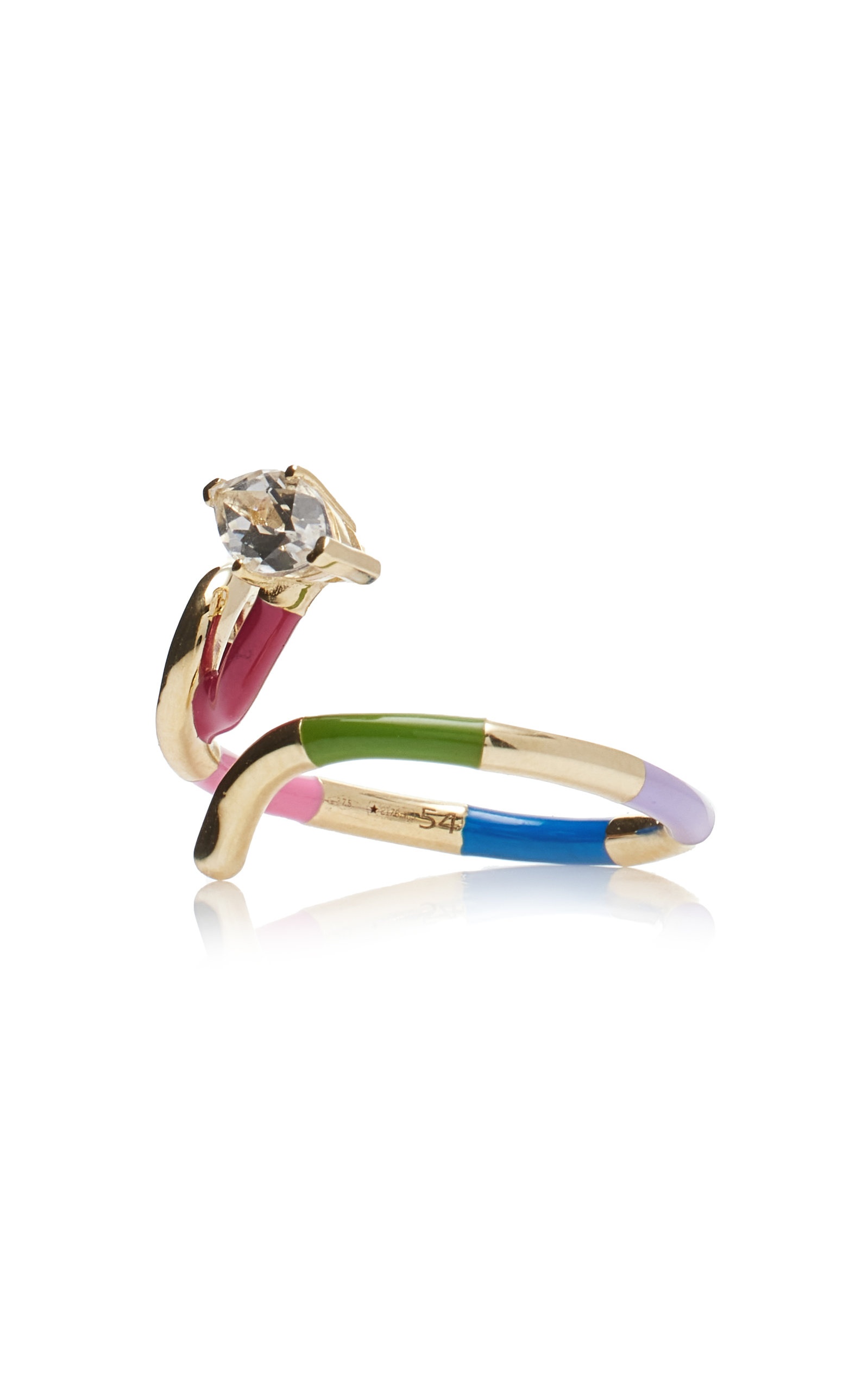 9K Gold, Crystal, And Enamel Ring multi - 4