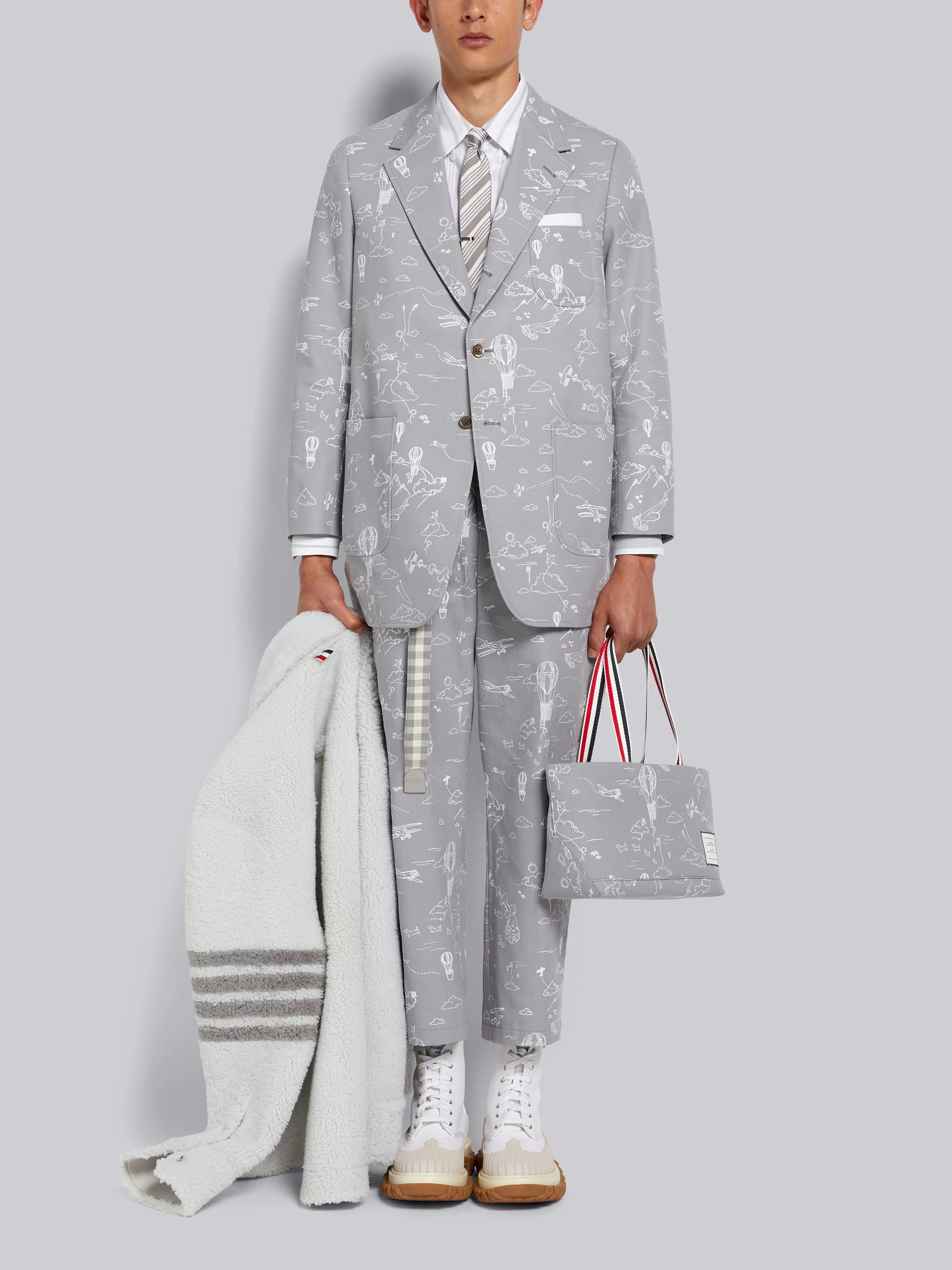 Medium Grey Patchwork Mr. Thom and Kite Straight Fit Shirt - 5