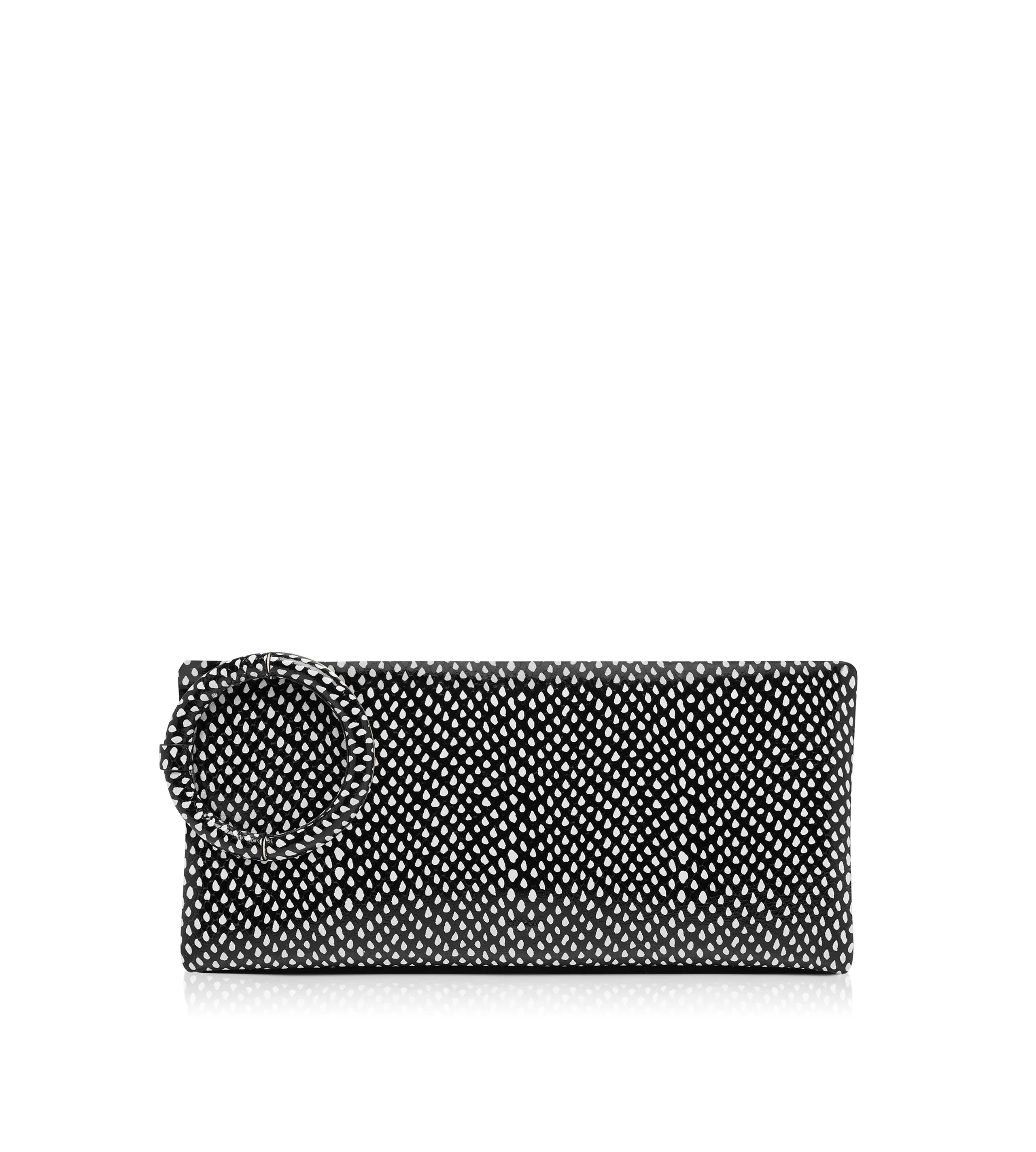 SNAKESKIN-EFFECT PRINTED CALF LEATHER AURA CLUTCH - 1
