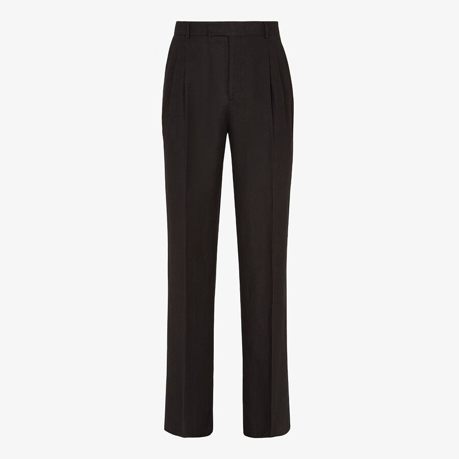 Black hemp fabric pants - 1