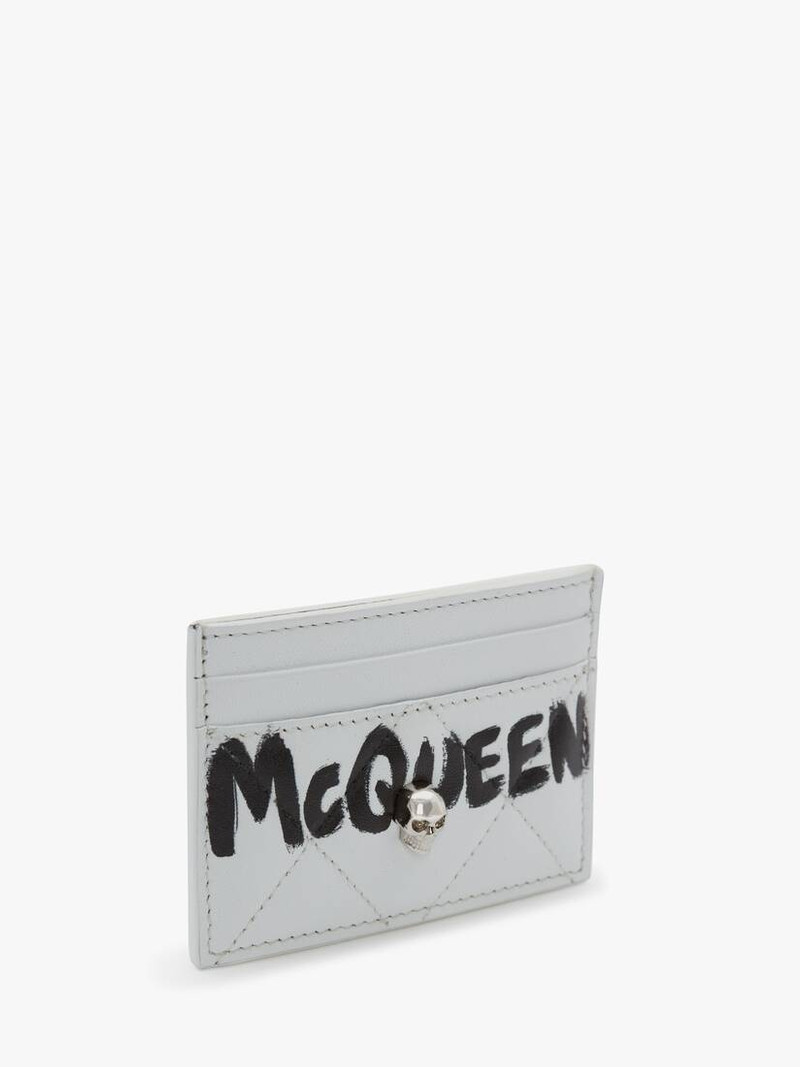 Mcqueen Graffiti Card Holder in White/black 2