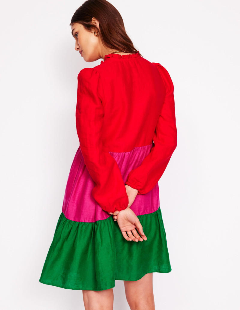 Esme Linen Mini Dress-Colourblock 4