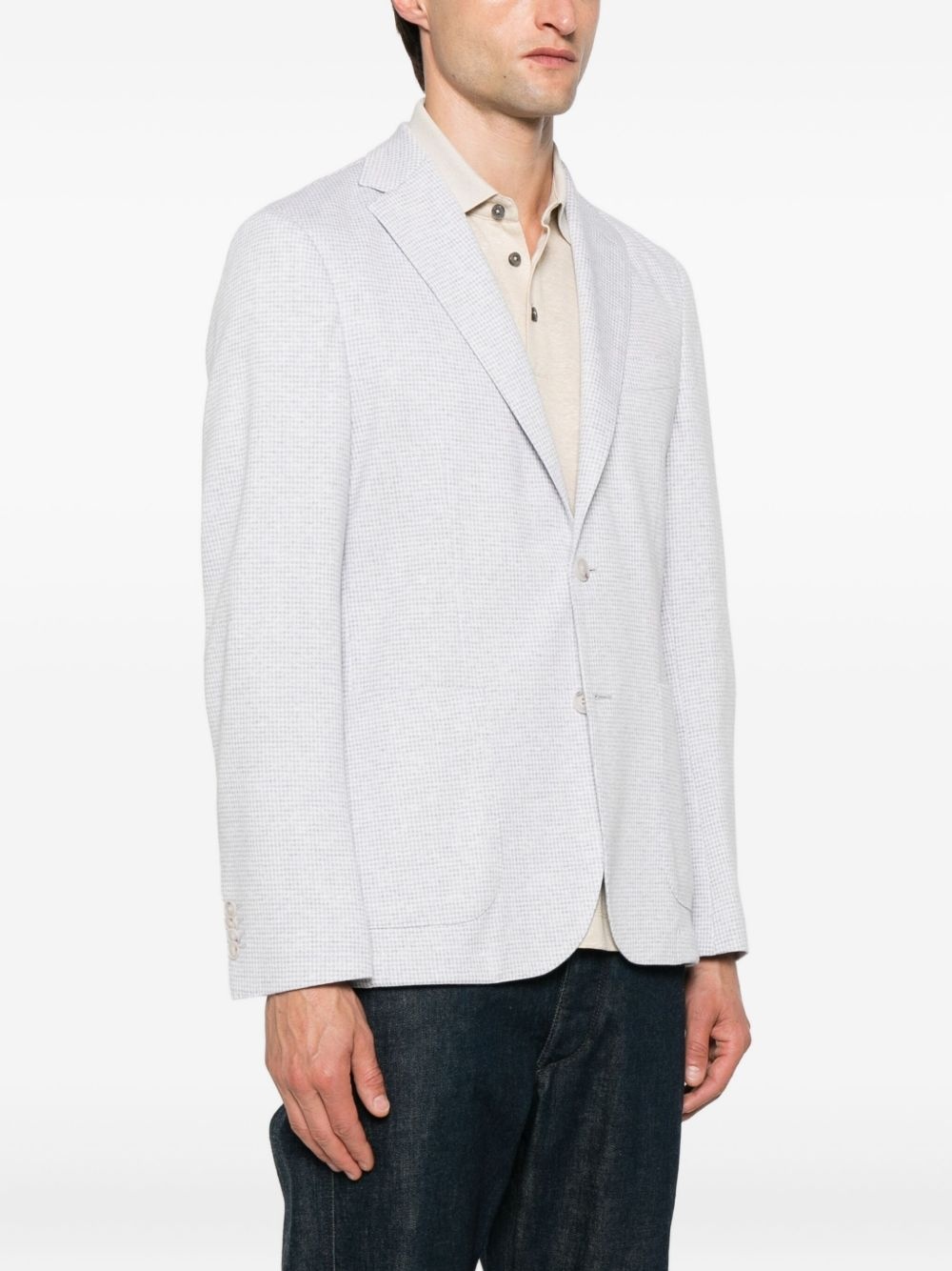 checked cotton-blend jacket - 3