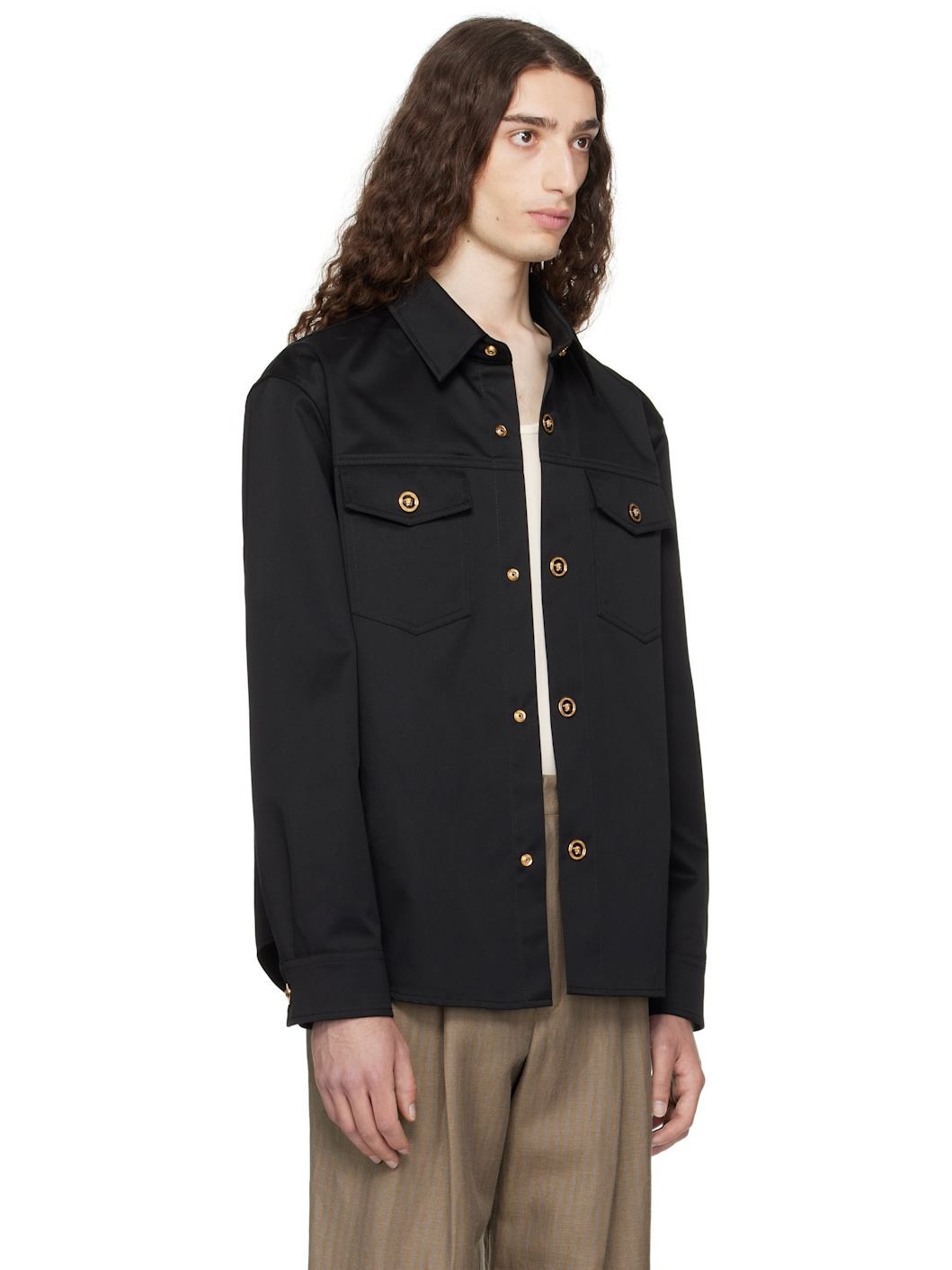 Black Gabardine Overshirt - 2