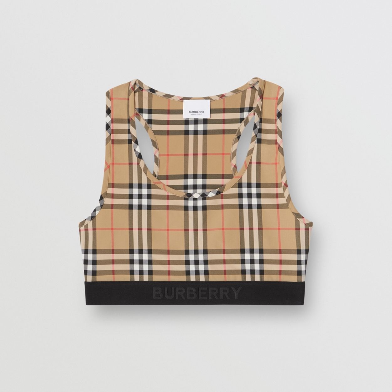 Logo Detail Vintage Check Bra Top - 1