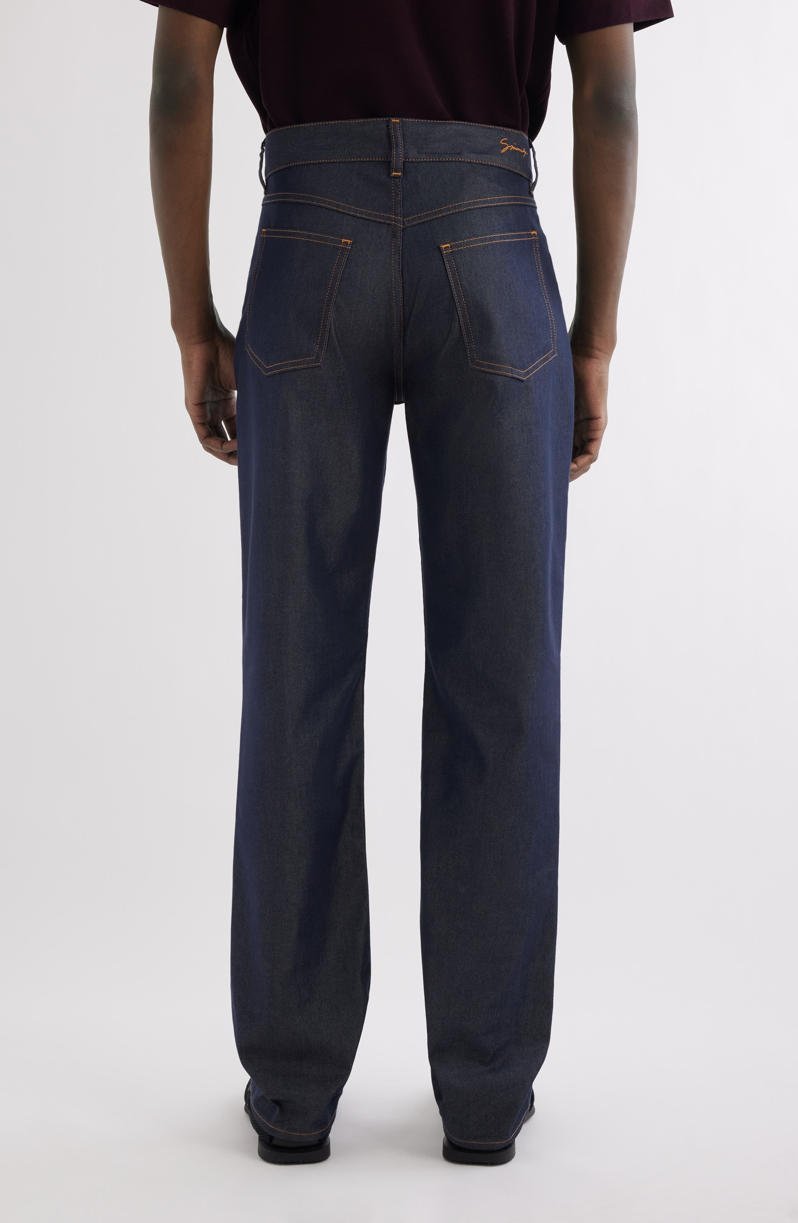 Givenchy Silk Blend Straight Leg Jeans in Indigo Blue at Nordstrom - 3