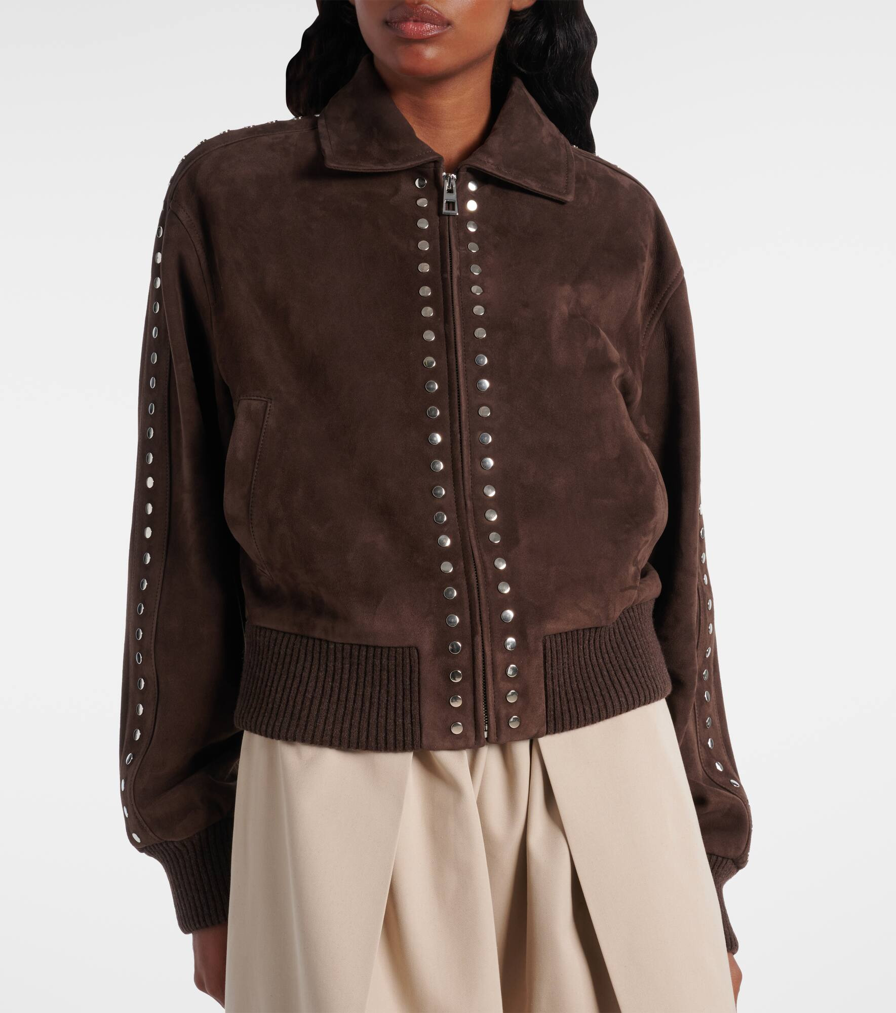 Studded suede bomber jacket - 7
