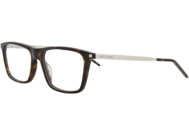 SAINT LAURENT Saint Laurent Square-Frame Acetate Optical Frames Havana Silver Transparent (SL344-30008544-008) outlook