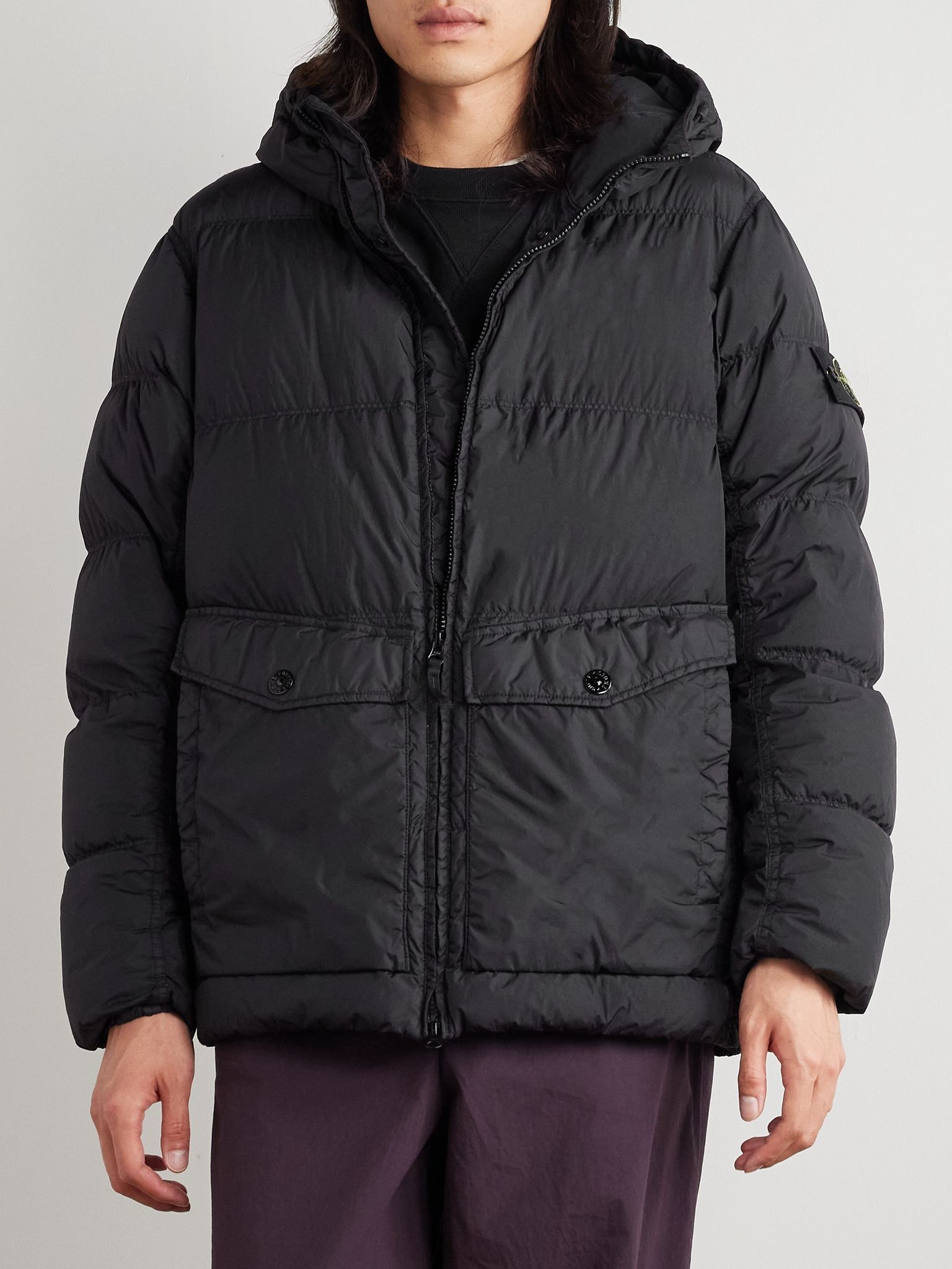 Logo-Appliquéd Quilted Recycled-Nylon Hooded Down Jacket Black - 3