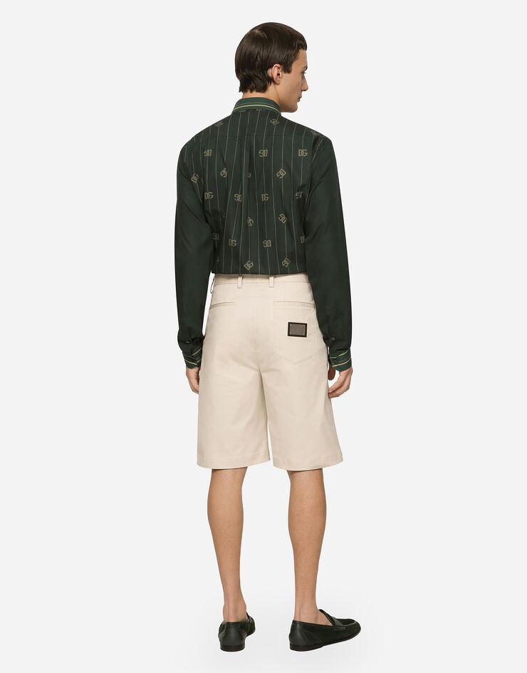 Striped-print cotton Martini-fit shirt with DG logo - 5