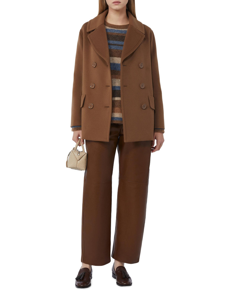 Women's Wool Broadcloth Pea Coat - Tobacco 4