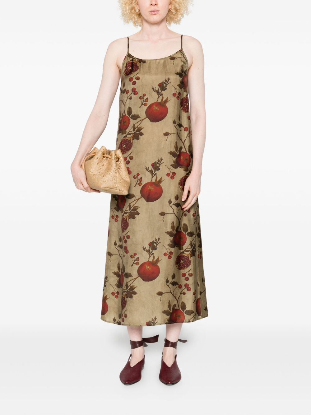 pomegranate-print slip midi dress - 2