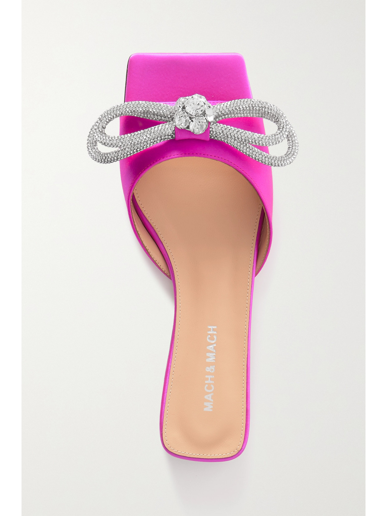 Double Bow Crystal-embellished Satin Slides - 5