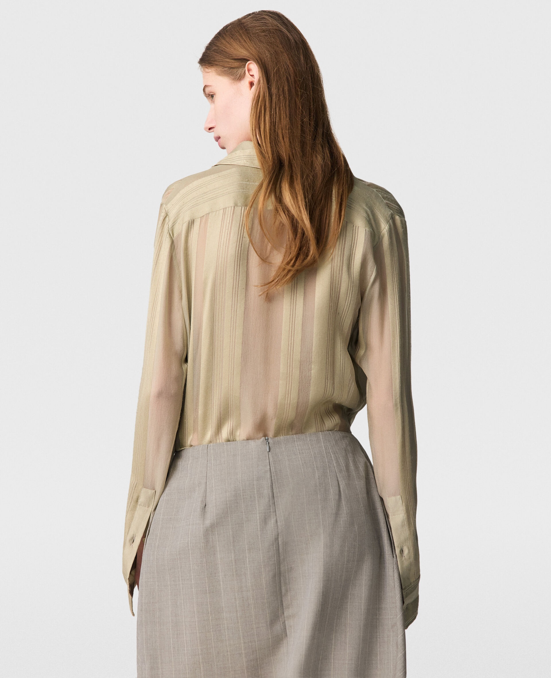Sheer Striped Paneled Shirt - 4