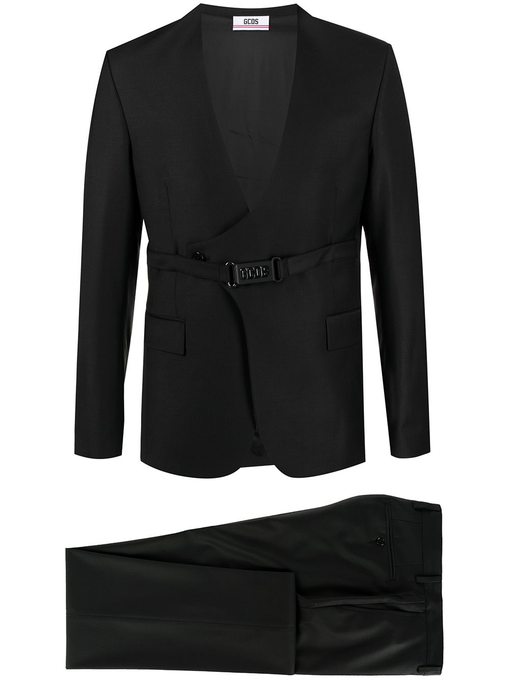 double-breasted belted two-piece suit - 1