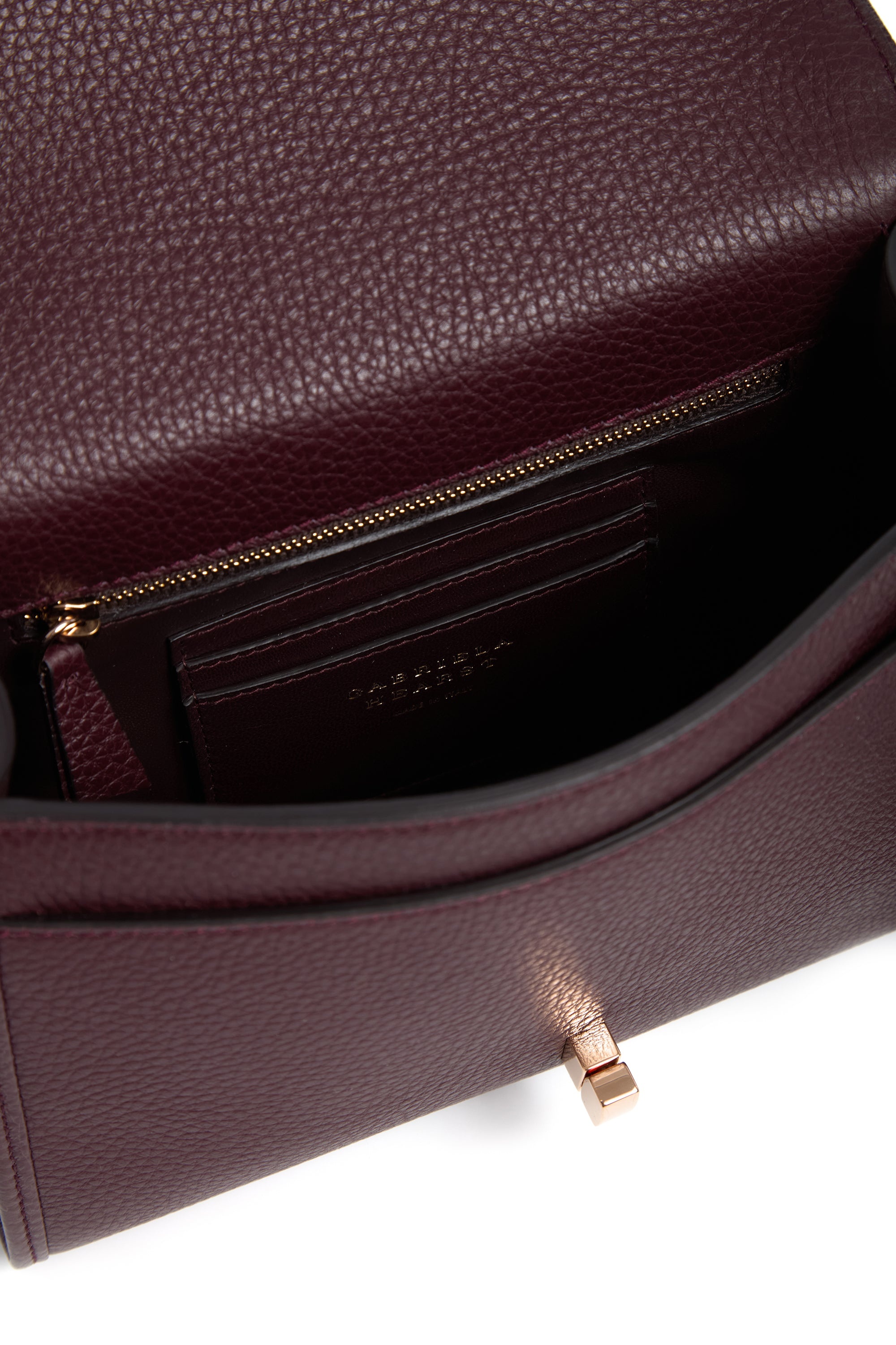 Small Leonora Flap Bag in Bordeaux Textured Leather - 3