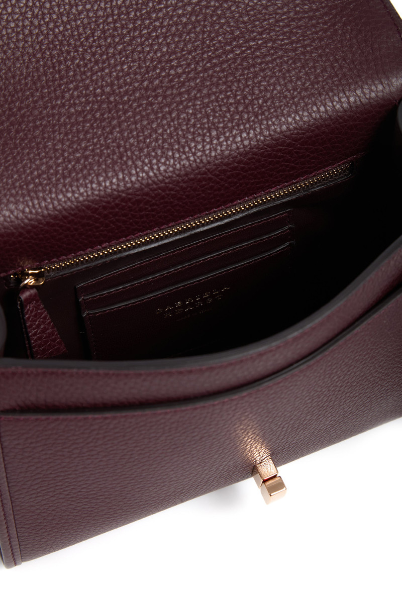 Small Leonora Flap Bag in Bordeaux Textured Leather 3